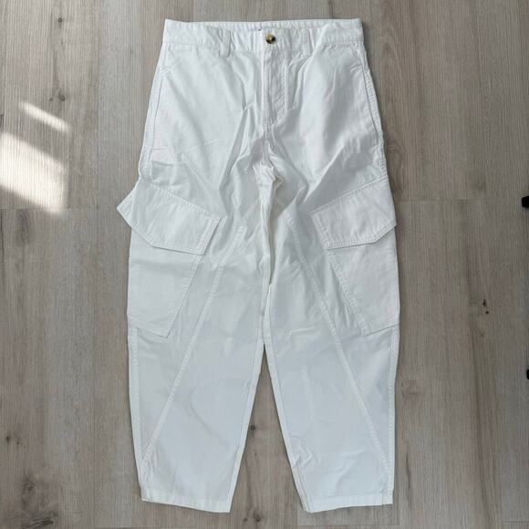 NWT Madewell The Barrel Leg Utility Pant in Garment Dyed Twill White NU693 Sz 2 - Picture 2 of 10